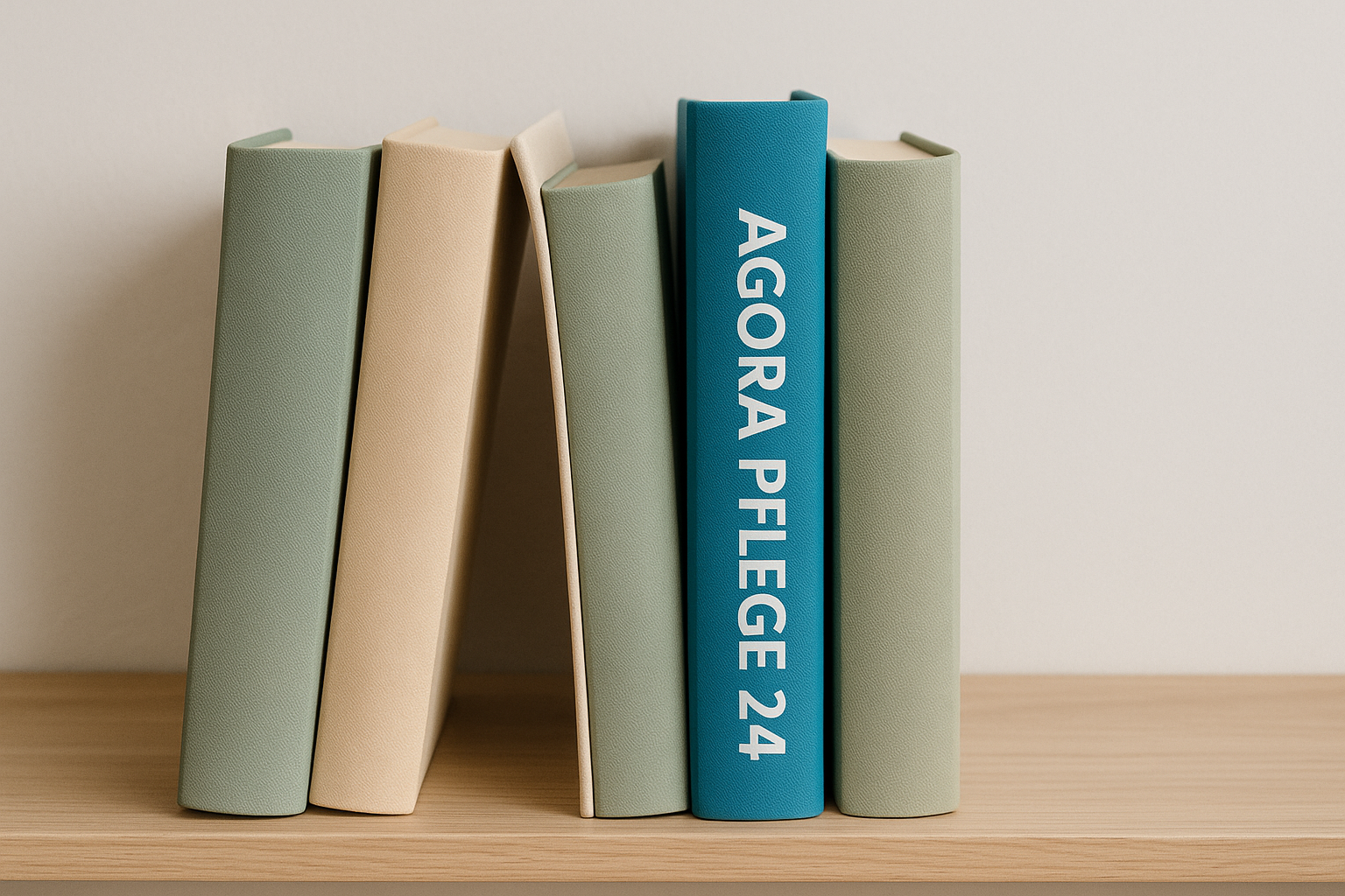 Blue book with Agore Pflege 24 on the cover