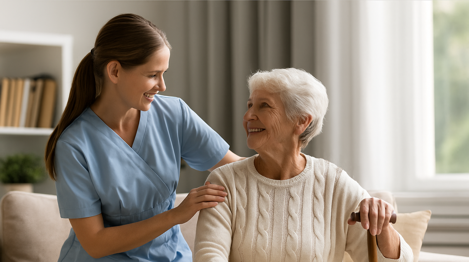 Caretaker and elderly woman